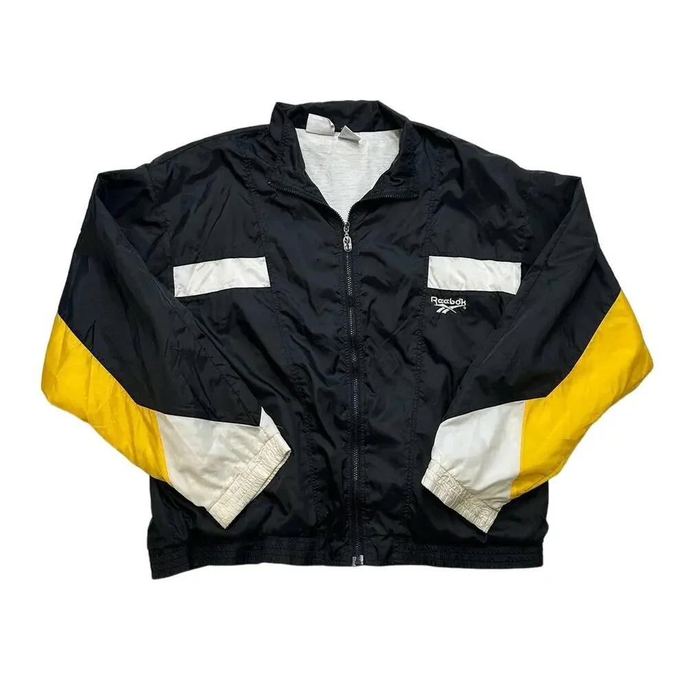 Reebok Men's Vintage Windbreaker Size XL Black Jacket
